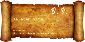 Balaban Vita névjegykártya